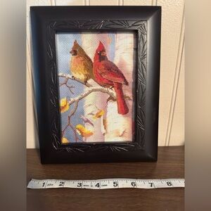 Framed Cardinal Bird Art - Black Frame